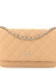 Caviar Quilted Wallet on Chain WOC Beige