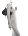 Grained Calfskin Saddle Bag Black