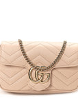 Calfskin Matelasse Super Mini GG Marmont Shoulder Bag Porcelain Rose
