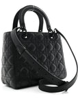 Ultra Matte Calfskin Cannage Medium Lady D1OR Black