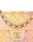 Lambskin Quilted Tie Dye Ombre Mini Rectangular Flap Yellow Multicolor