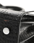 Calfskin Crocodile Embossed Baby Sac De Jour Black