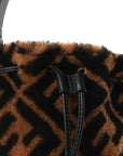 Shearling Vitello Dolce F is FNDI Macro FF 1974 Mini Mon Tresor Bucket Bag Tobacco Black