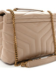 Calfskin Y Quilted Monogram Small Loulou Chain Satchel Dark Beige