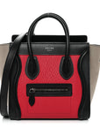 Bullhide Calfskin Nubuck Nano Tri-Color Luggage Bright Red