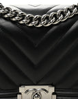 Lambskin Chevron Quilted Medium Boy Flap Black