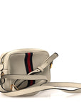 Textured Dollar Calfskin Web Mini Ophidia Shoulder Bag Mystic White