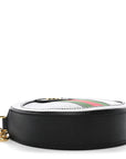 Grained Calfskin Web Mini Ophidia Round Shoulder Bag Black