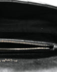Sheepskin Matelasse Chevron Monogram Monochrome Medium College Bag Black