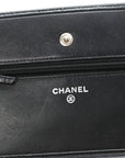 Calfskin Quilted Cambon Wallet on Chain WOC Black