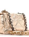 Metallic Lambskin Quilted Medium CHNL 19 Flap Gold