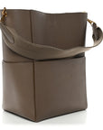 Soft Grained Calfskin Sangle Bucket Bag Taupe
