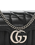 Calfskin Matelasse Aria Super Mini GG Marmont Shoulder Bag Black
