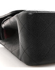 Caviar Quilted Jumbo Double Flap Black