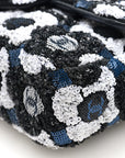 Satin Sequin Embellished Flower Mini Rectangular Flap Black White Blue
