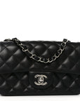 Lambskin Quilted Mini Rectangular Flap Black