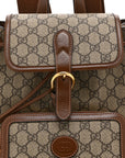 GG Supreme Monogram Azalea Calfskin Retro Interlocking G Buckle Backpack Beige Ebony Brown Sugar