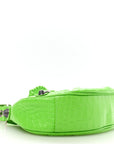 Extra Supple Calfskin Crocodile Embossed Le Cagole Shoulder Bag XS Acid Green