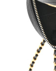 Caviar Quilted Round Filigree Crossbody Black
