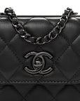 Lambskin Quilted Mini Trendy CC Clutch With Chain So Black