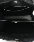 Natural Smooth Calfskin Medium Rodeo Top Handle Handbag Black