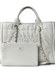 Calfskin Small Deauville Tote Light Grey