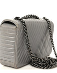 Glazed Calfskin Quilted Small Coco Boy Flap Grey