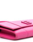 Grained Calfskin Tonal B Hourglass Top Handle Crossbody Phone Holder Fuchsia
