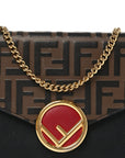 Vitello Cruise F is FNDI Bi-Color FF 1974 Embossed Medium Envelope Wallet On Chain Black Maya