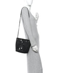 Canvas Deauville Drawstring Bucket Bag Black