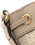 GG Supreme Monogram Textured Calfskin Web Mini Ophidia Bucket Bag Beige Ebony Mystic White Oatmeal