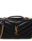 Lambskin Chevron Quilted Small Loulou Black