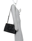 Saffiano Lux Medium Galleria Double Zip Tote Black