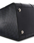 GG Supreme Monogram Textured Dollar Calfskin Large Ophidia Tote Bag Black Blue