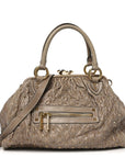 Snakeskin Embossed Calfskin Quilted Studded Beige