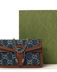 New Denim GG Monogram Dollar Calfskin Enamel Super Mini Dionysus Shoulder Bag Blue Tea Cuir Epilog Electric Blue