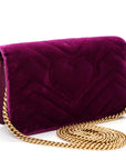 Velvet Matelasse GG Marmont Mini Bag Fuchsia Violet Cyclamen