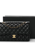 Lambskin Quilted Medium Double Flap Black
