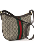 GG Supreme Monogram Web Small Ophidia Half Moon Hobo Brown
