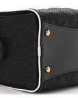 Braided Raffia Calfskin Small CHNL 25 Handbag Black White