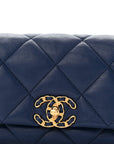 Goatskin Quilted CHNL 19 Waist Bag Dark Blue