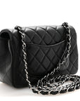 Lambskin Quilted Mini Rectangular Flap Black