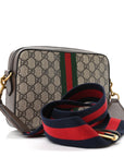GG Supreme Monogram Textured Dollar Calfskin Web Ophidia Wristlet Shoulder Bag Beige Ebony New Acero