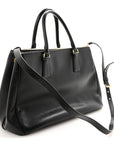 Saffiano Lux Medium Galleria Double Zip Tote Black