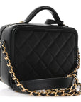 Caviar Quilted Small CC Filigree Vanity Case Black