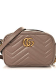 Calfskin Matelasse Mini GG Marmont Chain Shoulder Bag Porcelain Rose