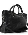 Chevre Silver Metallic Edge Hardware City Black