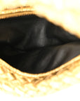 Laminated Calfskin Pressed Intreccio Mini Jodie Gold