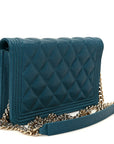 Caviar Quilted Boy Wallet On Chain WOC Blue