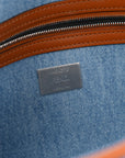 Denim Vitello King FF Embroidered Baguette Denim Chiaro Brandy